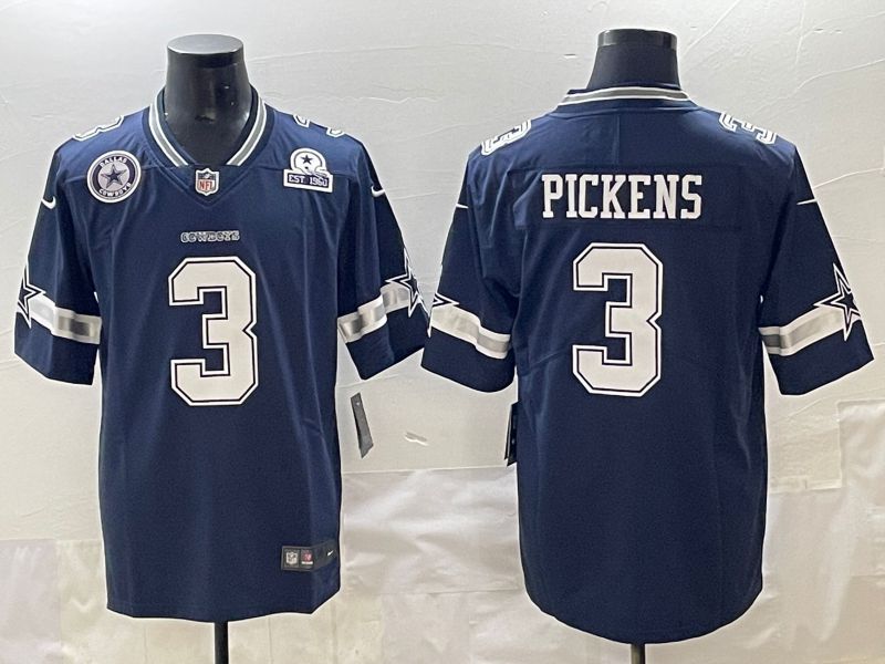 Men 2025 Dallas Cowboys #3 Pickens Drak Blue Nike Limited NFL Jersey style 4